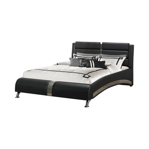 Jeremaine Queen Upholstered Bed Black - VIP FURNITURE (NJ)