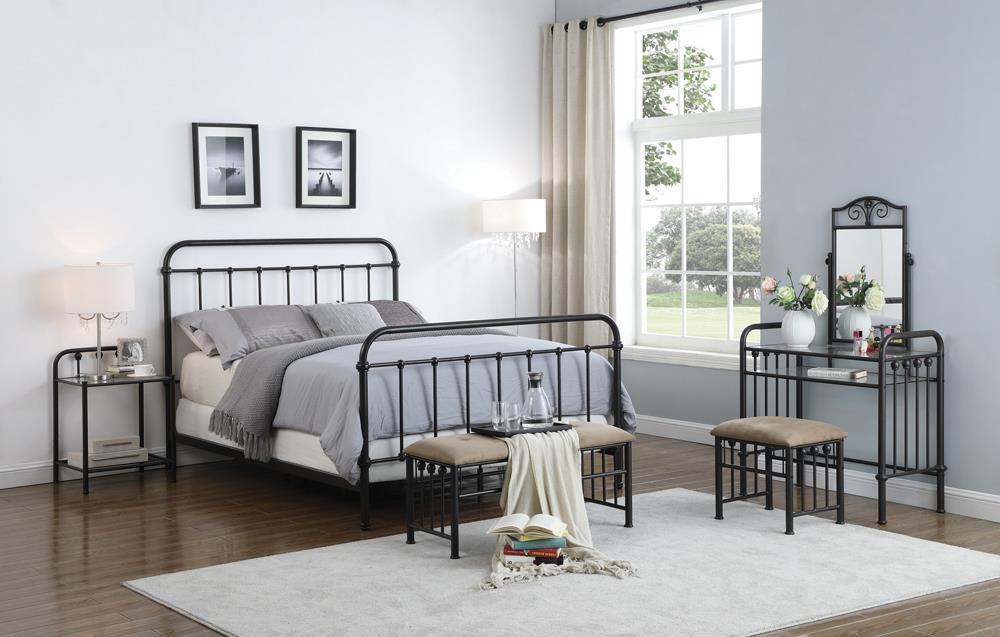 Livingston Queen Panel Metal Bed Dark Bronze - VIP FURNITURE (NJ)