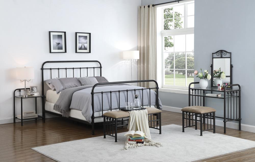 Livingston Eastern King Panel Metal Bed Dark Bronze - VIP FURNITURE (NJ)