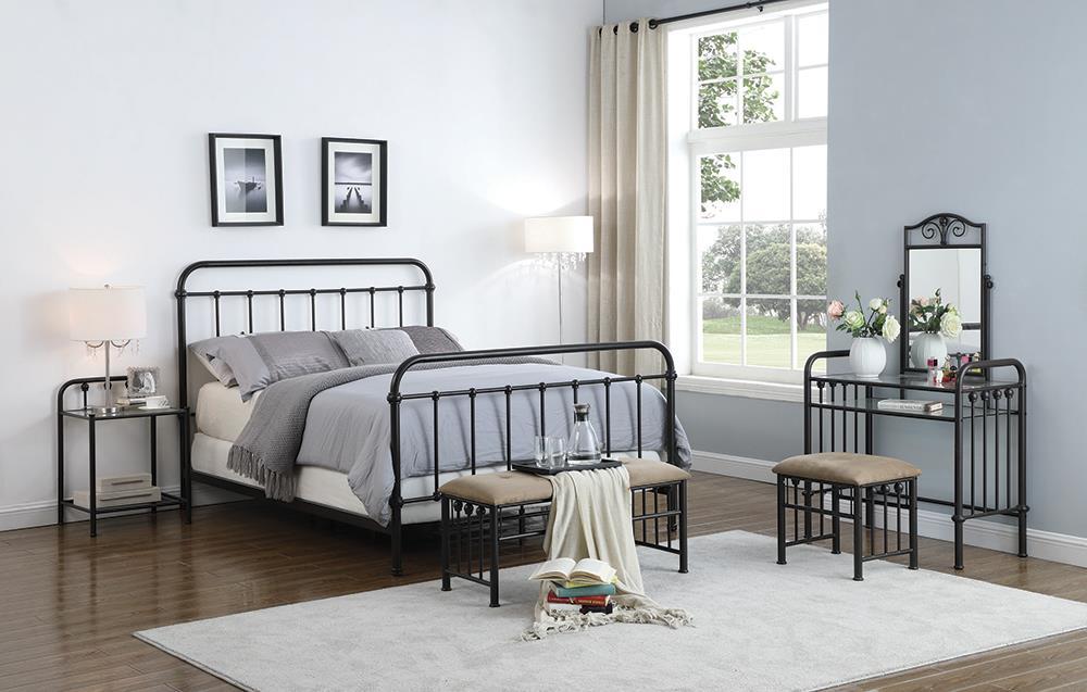Livingston Queen Panel Metal Bed Dark Bronze - VIP FURNITURE (NJ)