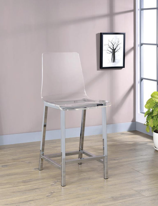 Juelia Counter Height Stools Chrome and Clear Acrylic (Set of 2) - VIP FURNITURE (NJ)