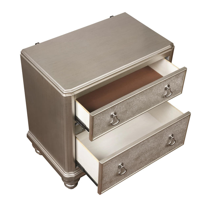 Bling Game 2-drawer Nightstand Metallic Platinum - VIP FURNITURE (NJ)
