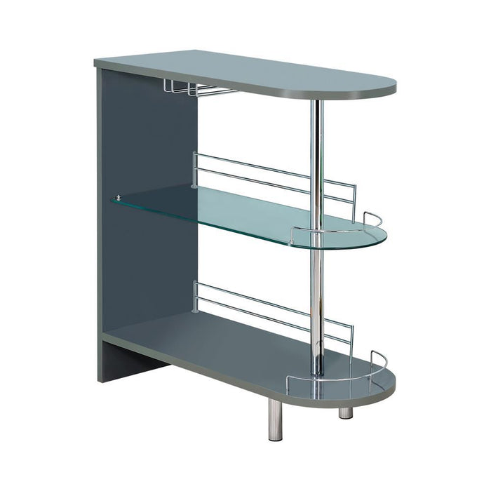 Adolfo 3-tier Bar Table Glossy Grey and Clear - VIP FURNITURE (NJ)