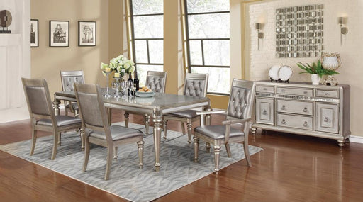 Bling Game Rectangular Dining Table with Leaf Metallic Platinum - VIP FURNITURE (NJ)