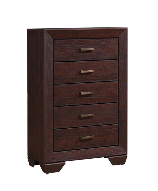 Kauffman 5-drawer Chest Dark Cocoa - VIP FURNITURE (NJ)