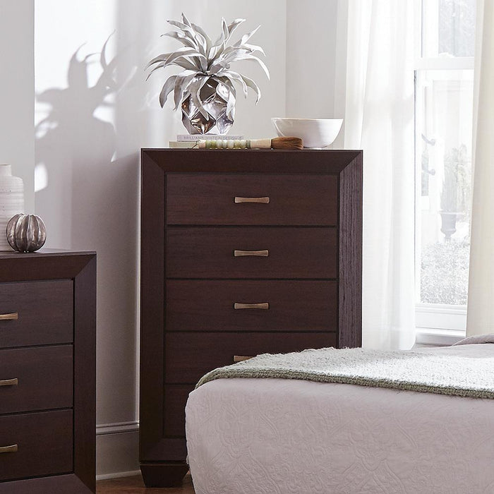 Kauffman 5-drawer Chest Dark Cocoa - VIP FURNITURE (NJ)