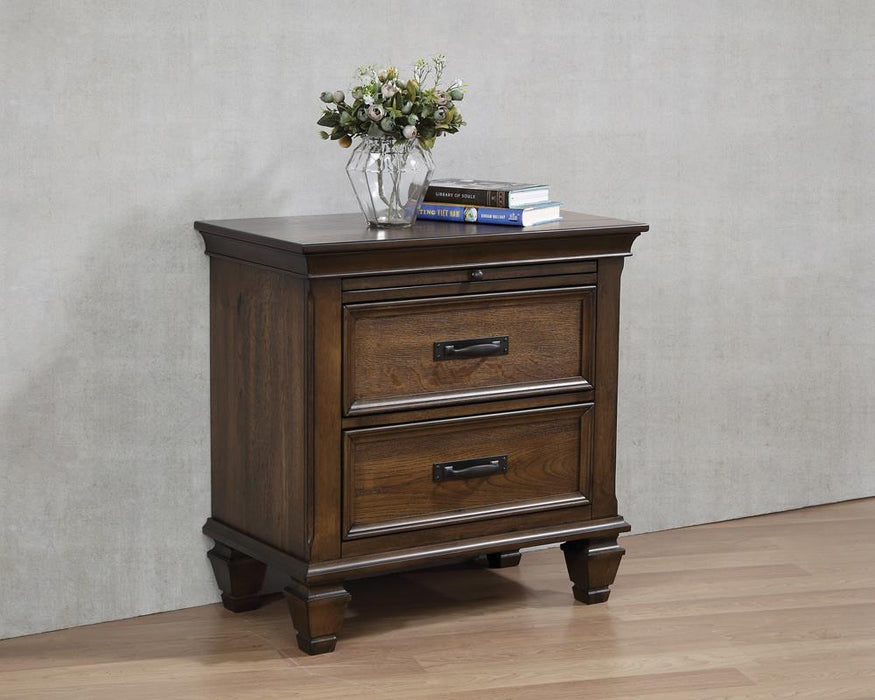 Franco 2-drawer Nightstand with Pull Out Tray Burnished Oak - VIP FURNITURE (NJ)