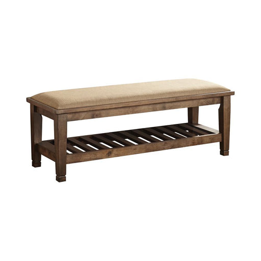 Franco Bench with Lower Shelf Beige and Burnished Oak - VIP FURNITURE (NJ)