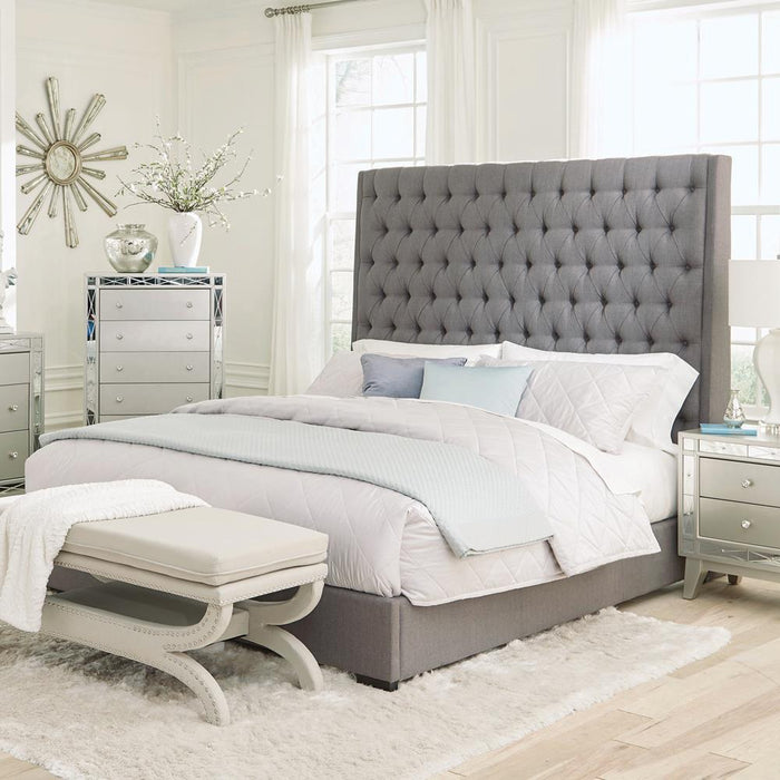 Camille Tall Tufted Eastern King Bed Grey - VIP FURNITURE (NJ)
