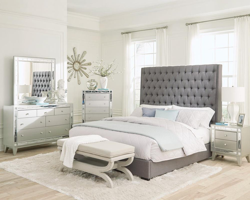 Camille Tall Tufted California King Bed Grey - VIP FURNITURE (NJ)