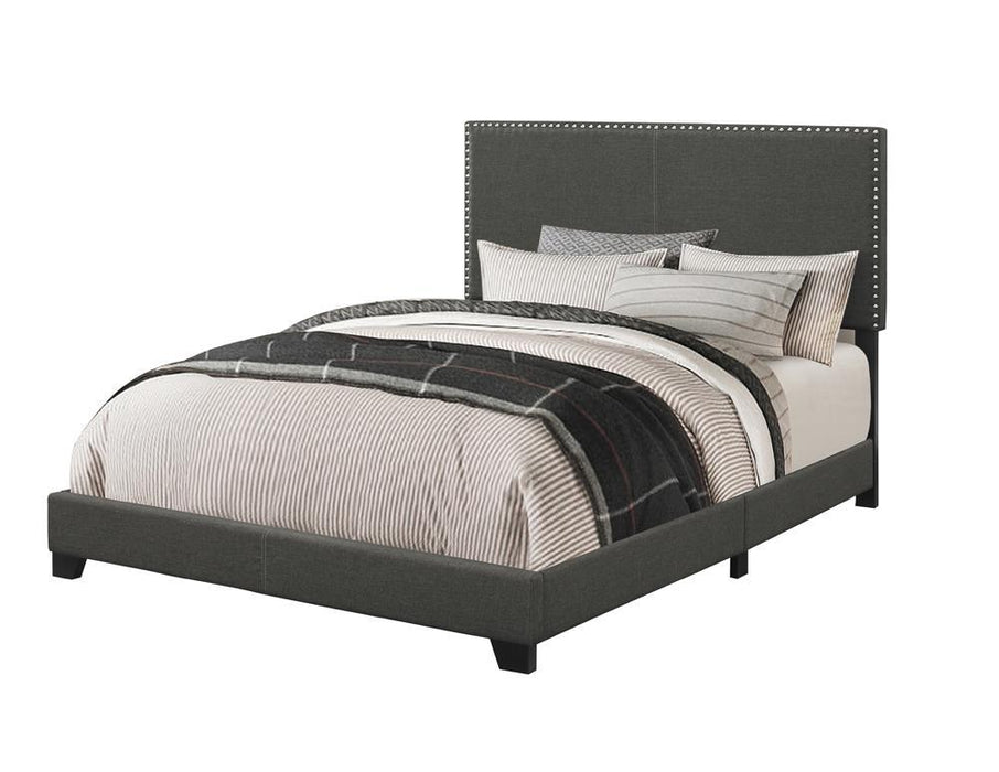 Boyd California King Upholstered Bed with Nailhead Trim Charcoal - VIP FURNITURE (NJ)