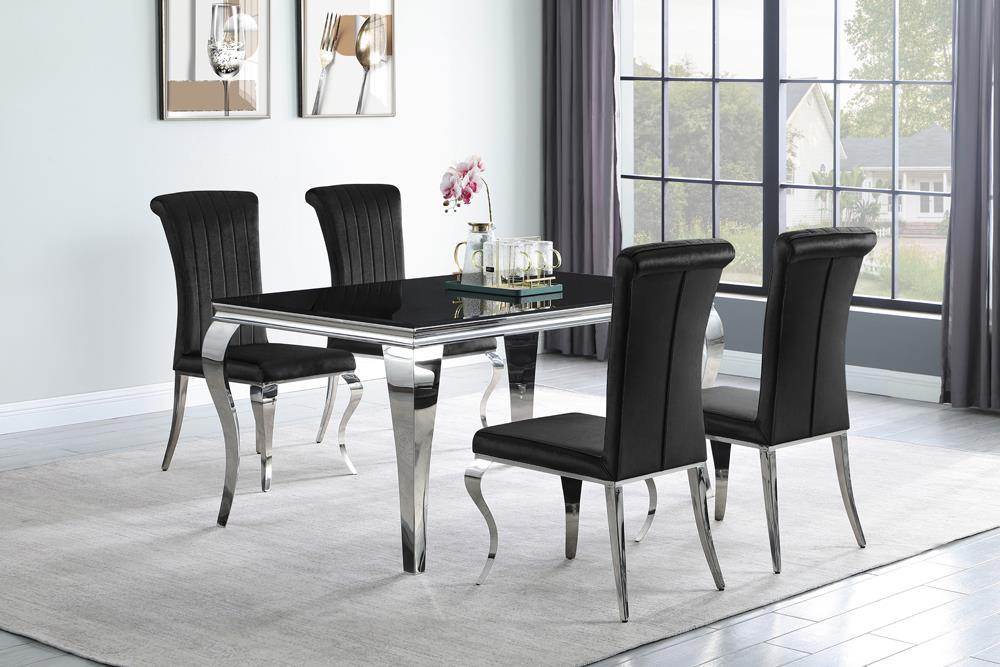 Betty Upholstered Side Chairs Black and Chrome (Set of 4) - VIP FURNITURE (NJ)