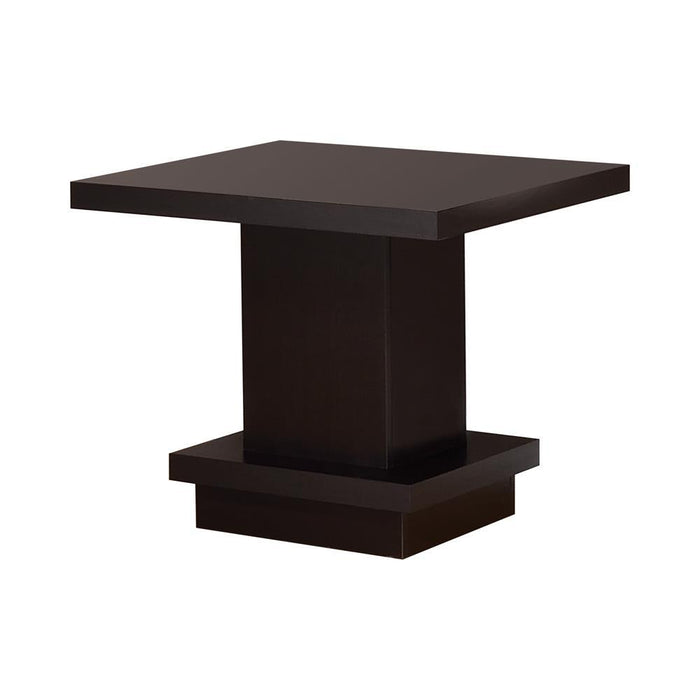 Reston Pedestal Square End Table Cappuccino - VIP FURNITURE (NJ)