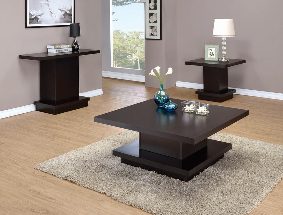 Reston Pedestal Square End Table Cappuccino - VIP FURNITURE (NJ)