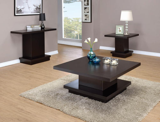 Reston Pedestal Square Coffee Table Cappuccino - VIP FURNITURE (NJ)