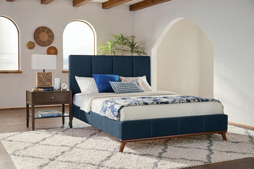 Charity Queen Upholstered Bed Blue - VIP FURNITURE (NJ)