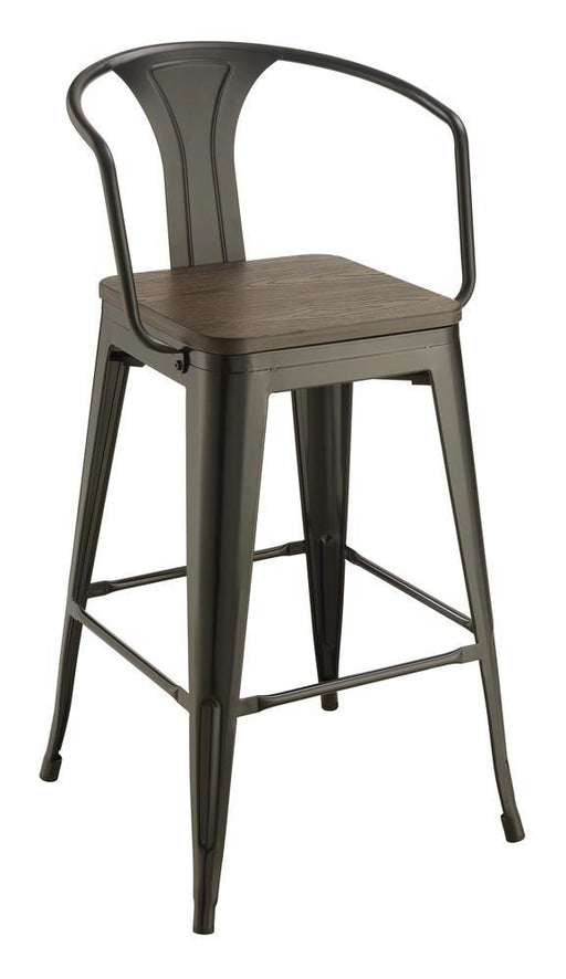 Cavalier Wooden Seat Bar Stools Dark Elm and Matte Black (Set of 2) - VIP FURNITURE (NJ)