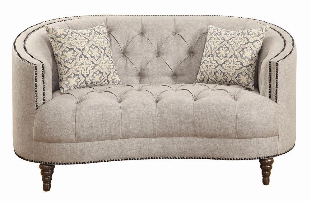 Avonlea Sloped Arm Upholstered Loveseat Trim Grey - VIP FURNITURE (NJ)