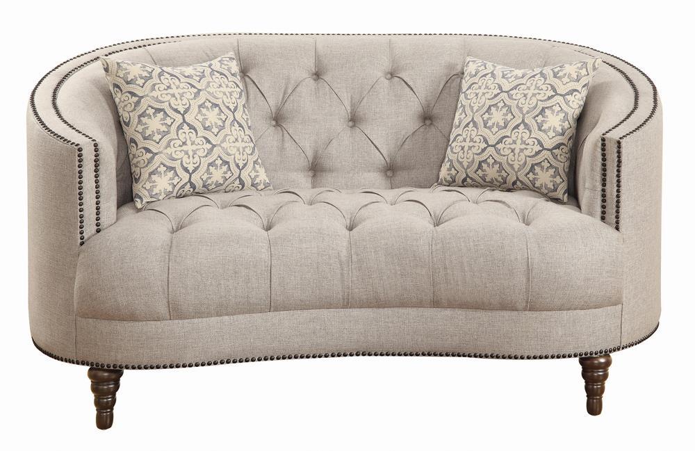 Avonlea Sloped Arm Upholstered Loveseat Trim Grey - VIP FURNITURE (NJ)