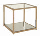 Cora End Table with Mirror Shelf Chocolate Chrome - VIP FURNITURE (NJ)