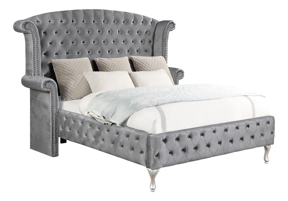Deanna Eastern King Tufted Upholstered Bed Grey - VIP FURNITURE (NJ)