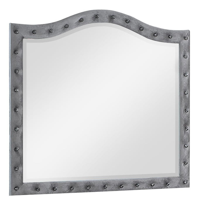 Deanna Button Tufted Dresser Mirror Grey - VIP FURNITURE (NJ)