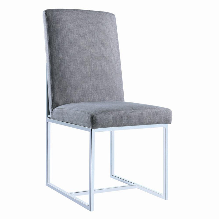 Mackinnon Upholstered Side Chairs Grey and Chrome (Set of 2) - VIP FURNITURE (NJ)