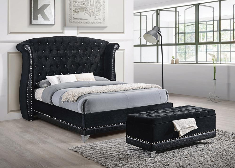 Barzini Eastern King Tufted Upholstered Bed Black - VIP FURNITURE (NJ)