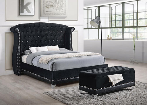 Barzini California King Tufted Upholstered Bed Black - VIP FURNITURE (NJ)