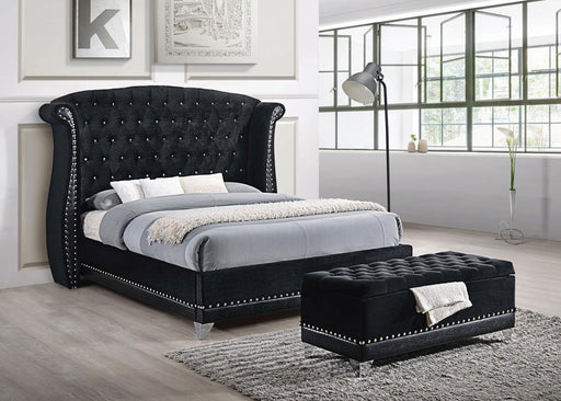 Barzini Queen Tufted Upholstered Bed Black - VIP FURNITURE (NJ)