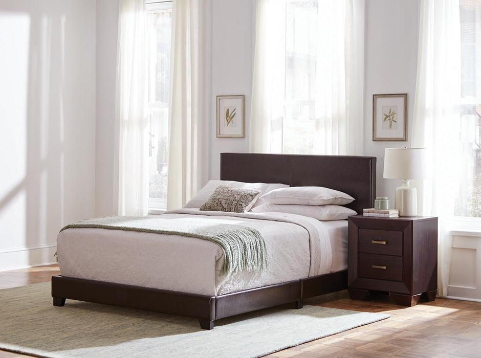 Dorian Upholstered Eastern King Bed Brown - VIP FURNITURE (NJ)