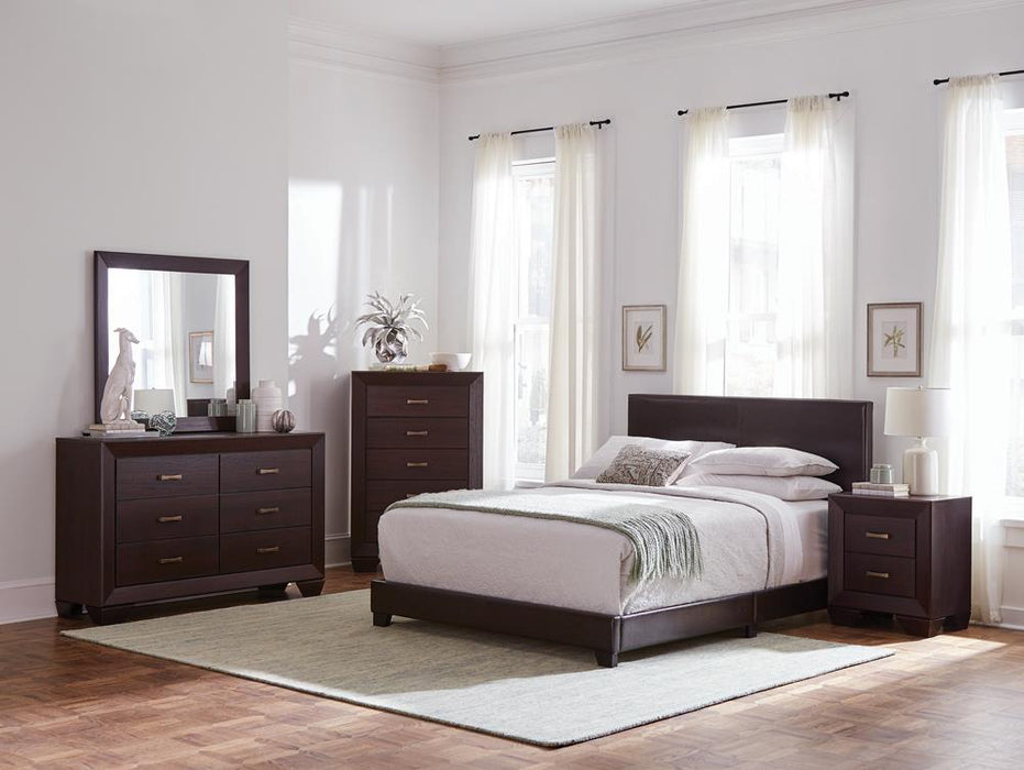 Dorian Upholstered Eastern King Bed Brown - VIP FURNITURE (NJ)