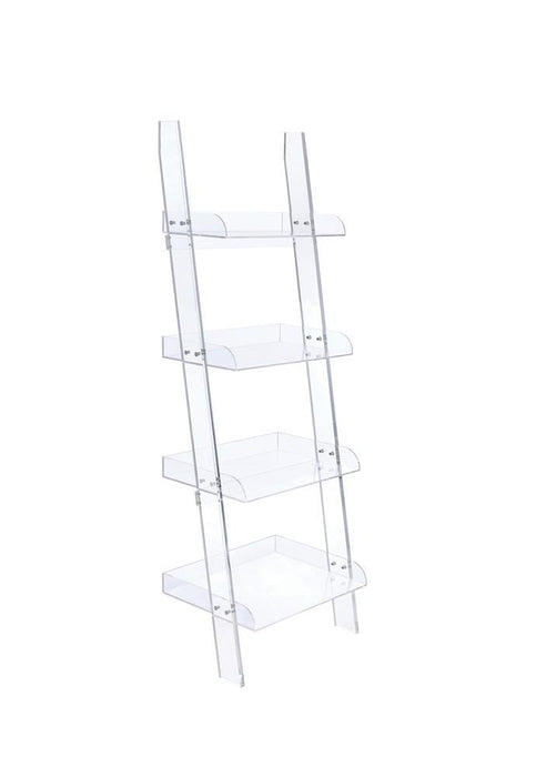 Amaturo 4-shelf Ladder Bookcase Clear - VIP FURNITURE (NJ)