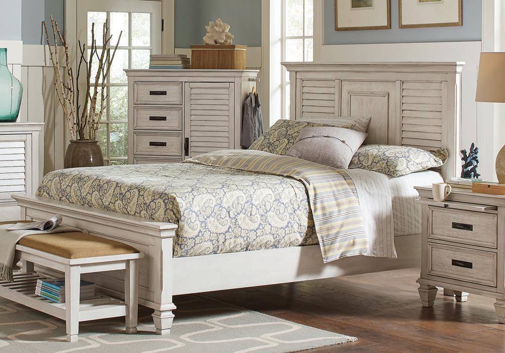 Franco Queen Panel Bed Antique White - VIP FURNITURE (NJ)