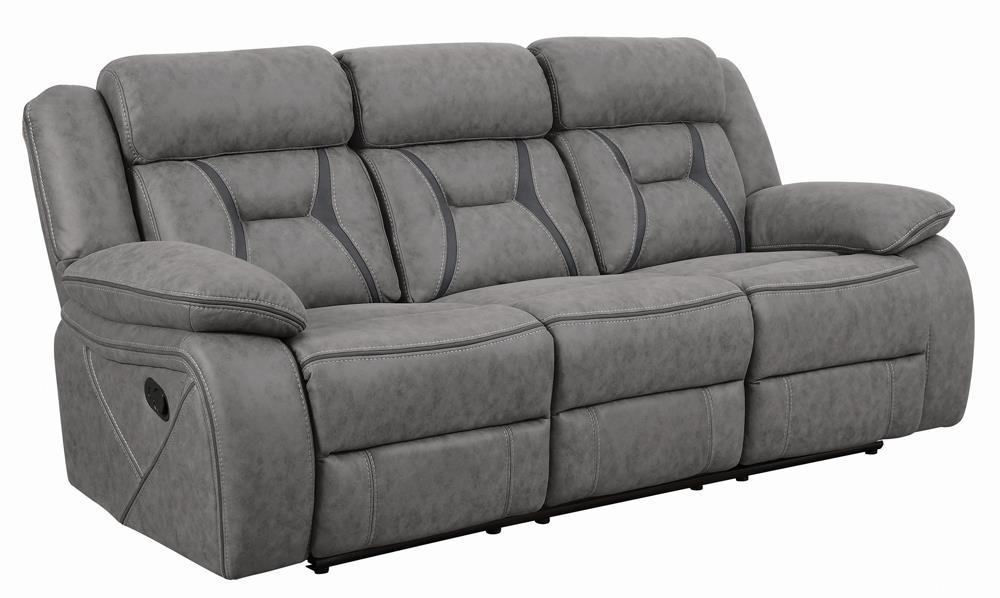 Higgins Pillow Top Arm Upholstered Motion Sofa Grey - VIP FURNITURE (NJ)