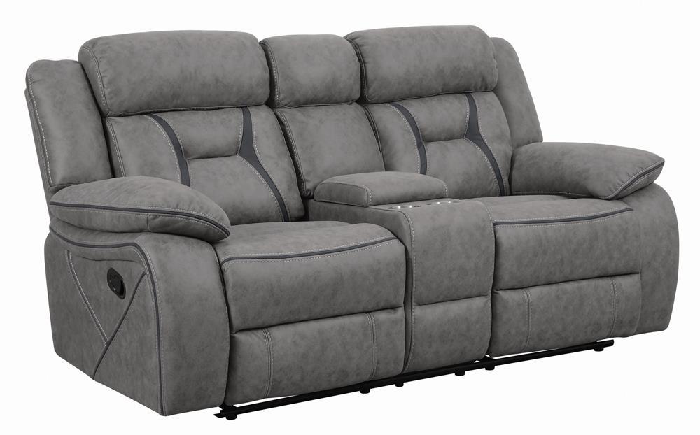 Higgins Pillow Top Arm Motion Loveseat with Console Grey - VIP FURNITURE (NJ)
