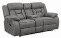 Higgins Pillow Top Arm Motion Loveseat with Console Grey - VIP FURNITURE (NJ)