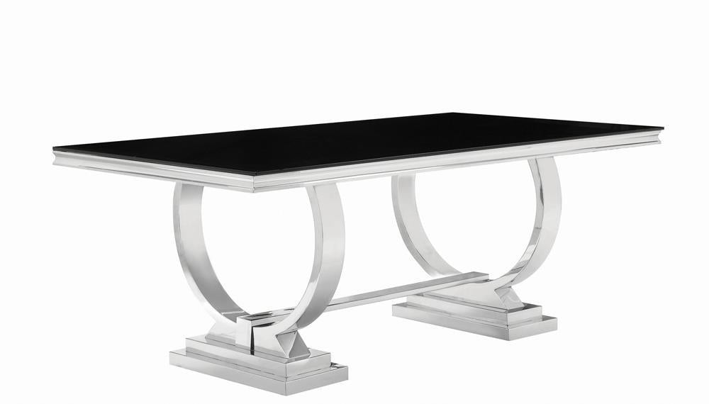 Antoine Rectangular Dining Table Chrome and Black - VIP FURNITURE (NJ)