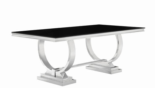 Antoine Rectangular Dining Table Chrome and Black - VIP FURNITURE (NJ)
