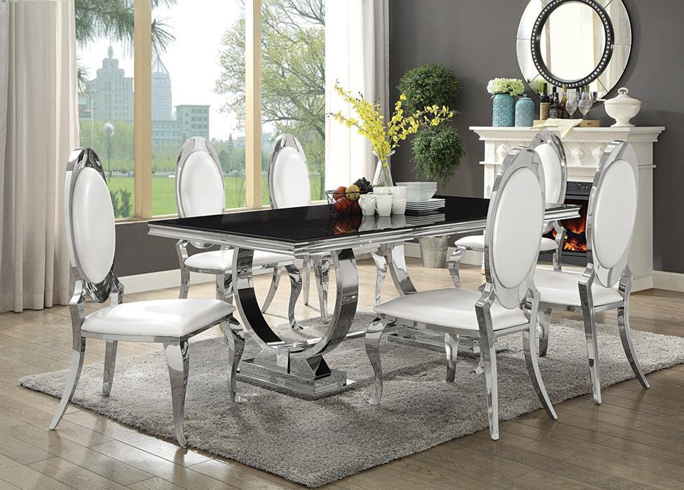 Antoine Rectangular Dining Table Chrome and Black - VIP FURNITURE (NJ)