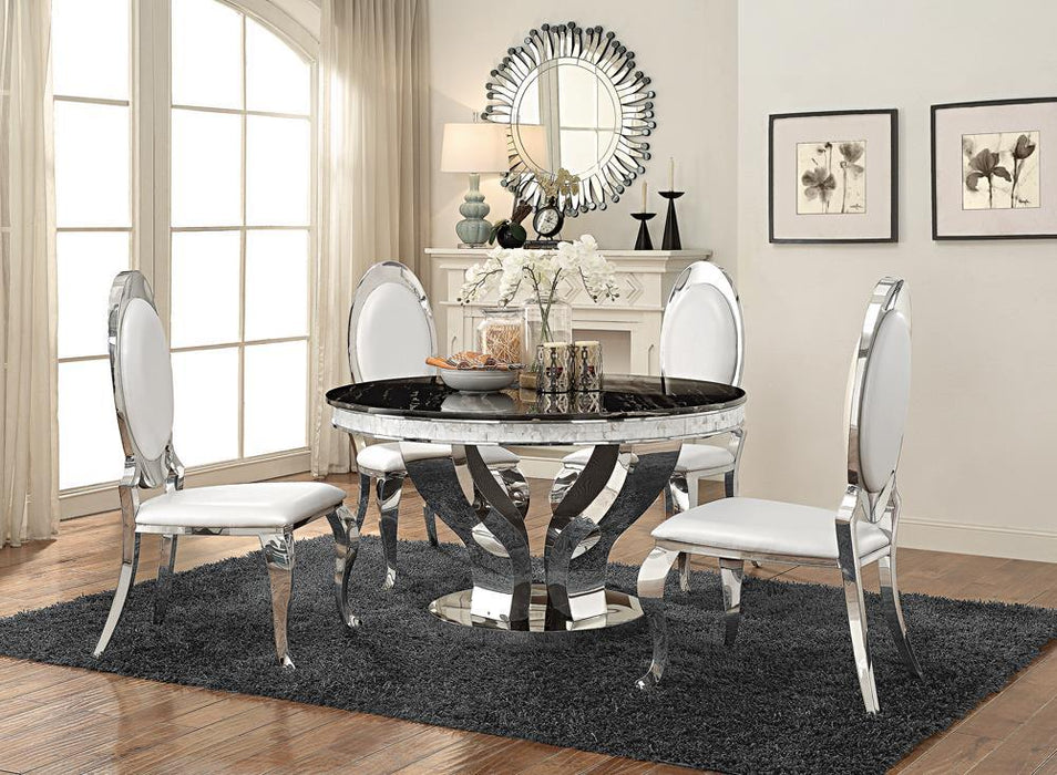 Anchorage Round Dining Table Chrome and Black - VIP FURNITURE (NJ)