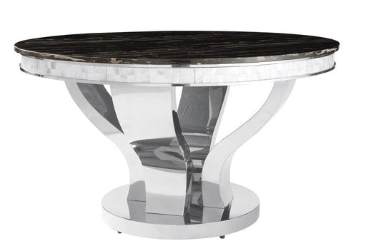 Anchorage Round Dining Table Chrome and Black - VIP FURNITURE (NJ)