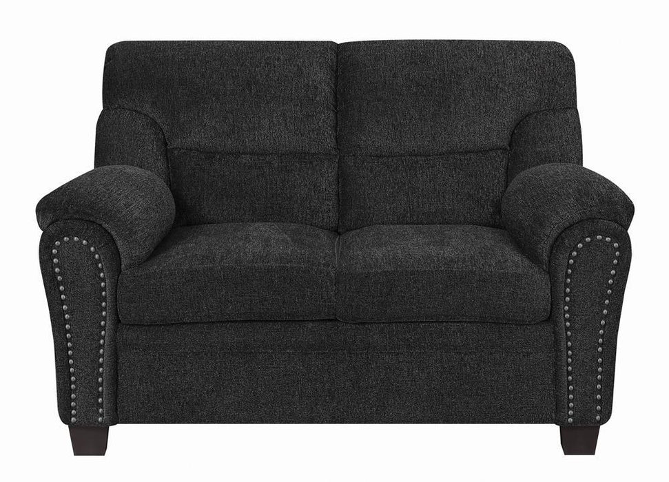 Clementine Upholstered Loveseat with Nailhead Trim Grey - VIP FURNITURE (NJ)