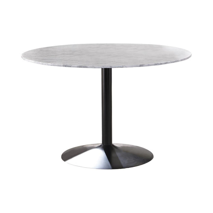 Bartole Round Dining Table White and Matte Black - VIP FURNITURE (NJ)