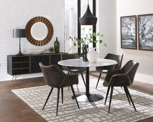 Bartole Round Dining Table White and Matte Black - VIP FURNITURE (NJ)