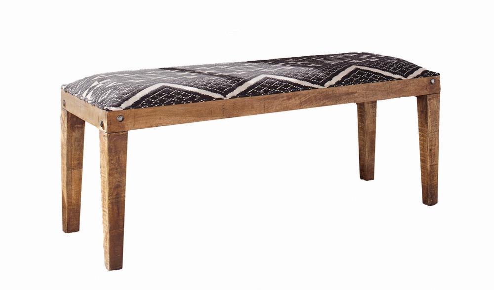 Lamont Rectangular Upholstered Bench Natural and Navy - VIP FURNITURE (NJ)