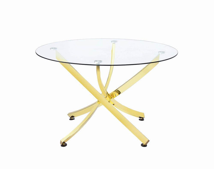 Beckham Round Dining Table Brass and Clear - VIP FURNITURE (NJ)