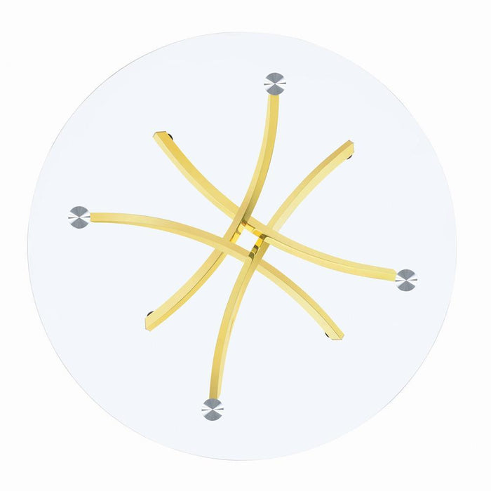 Beckham Round Dining Table Brass and Clear - VIP FURNITURE (NJ)