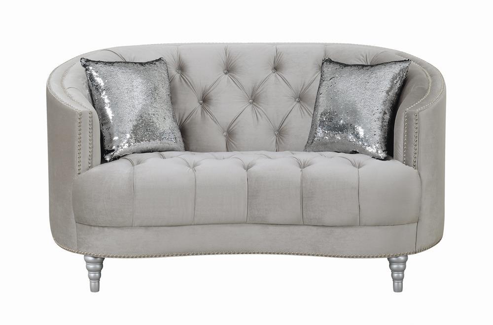 Avonlea Sloped Arm Tufted Loveseat Grey - VIP FURNITURE (NJ)