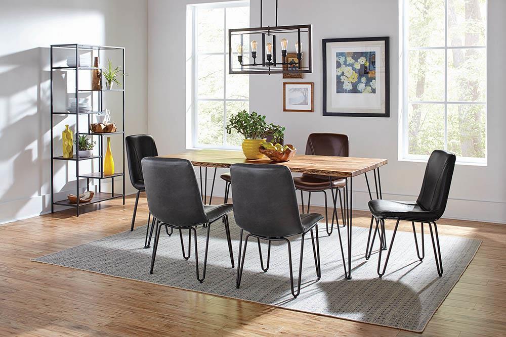 Sherman Rectangular Dining Table Natural Acacia and Matte Black - VIP FURNITURE (NJ)